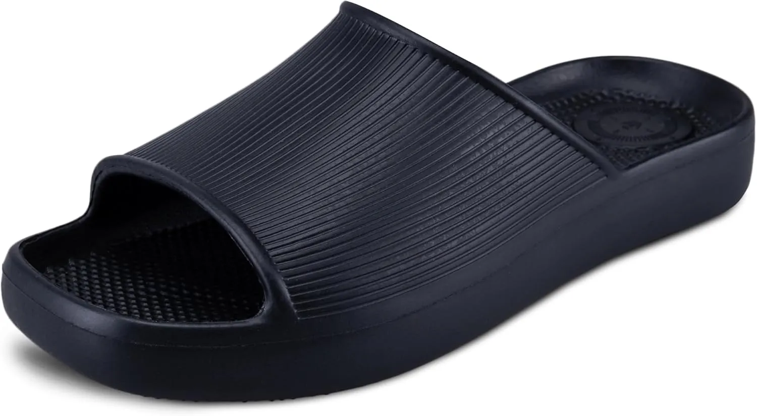 totes Women's Molded Ribbed Texture Slide Sandal