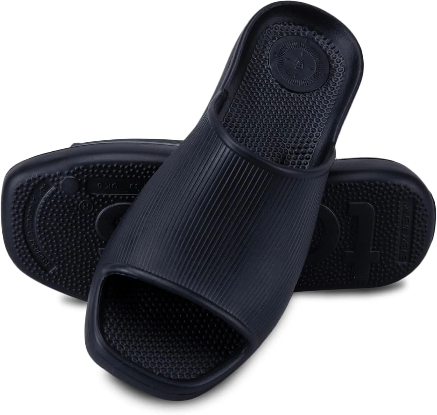 totes Women's Molded Ribbed Texture Slide Sandal