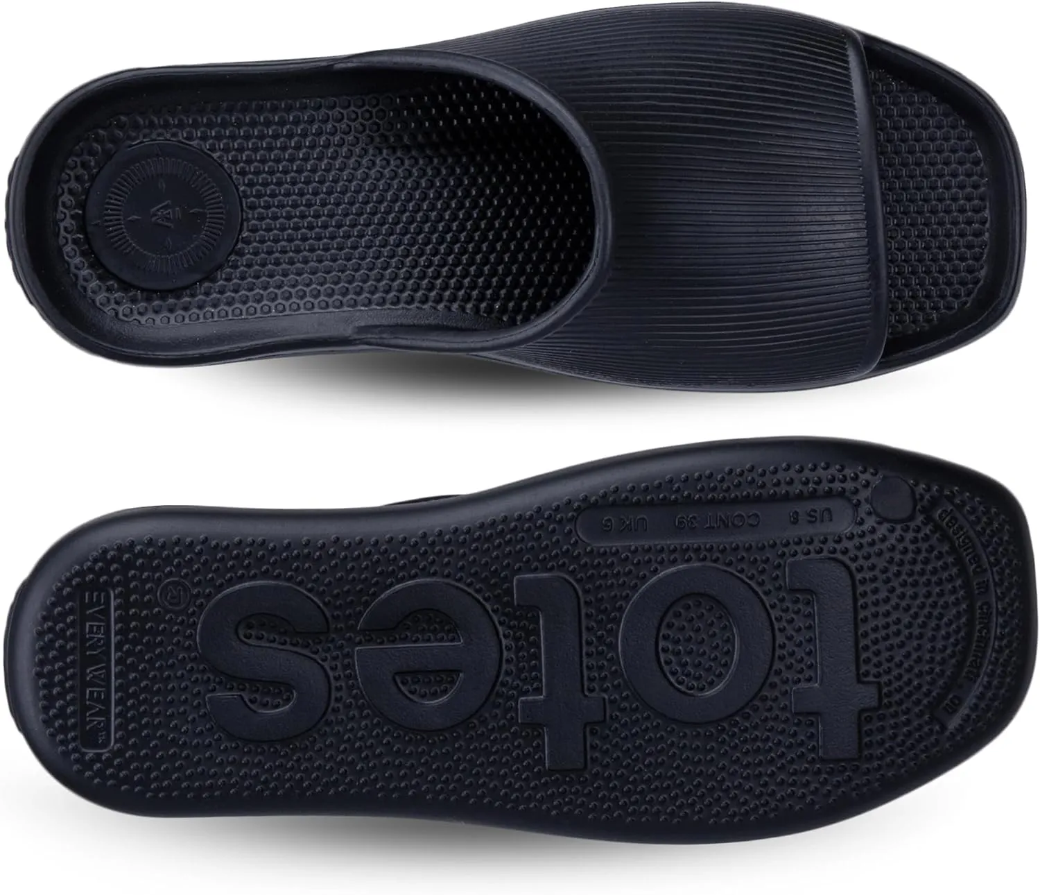 totes Women's Molded Ribbed Texture Slide Sandal