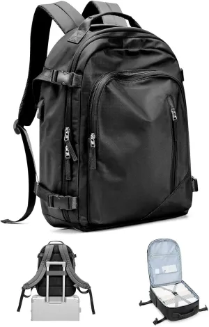 Travel Backpack for Women Men, Carry on Backpack Flight Approved Item Bag,Casual Daypacks Cabin Bagage,Hiking Backpack Lightweight Rucksack, Business Laptop Backpack with USB Charger Black Large