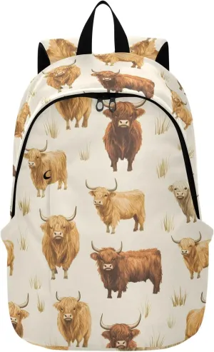 Travel Backpack for Women Men Laptop Bag Work Fashion Daypack Highland Cow Bison Large Lightweight Outdoor Casual