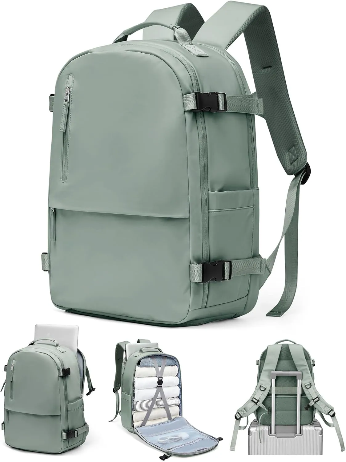 Travel Backpack for Women,Carry on Backpack Flight Approved,Casual Daypacks Cabin Bagage,Hiking Backpack Lightweight Rucksack (Simple, Military Green)