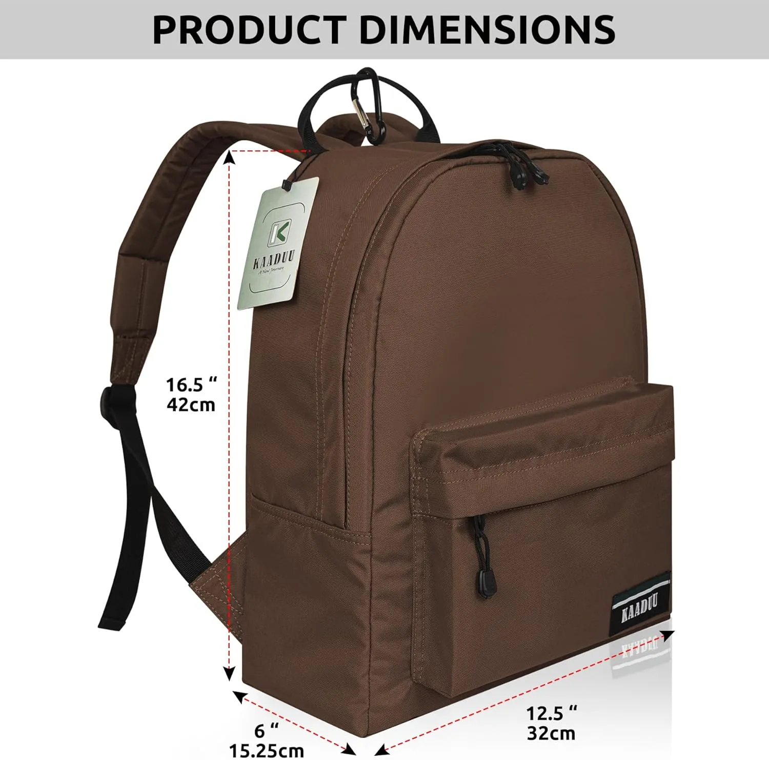 TRAVEL BACKPACK LIGHTWEIGHT CASUAL DAYPACK GYM BACKPACK LAPTOP BACKPACK SPORT BACKPACK RUCKSACK CAMPING BACKPACK 16.5” (Brown)