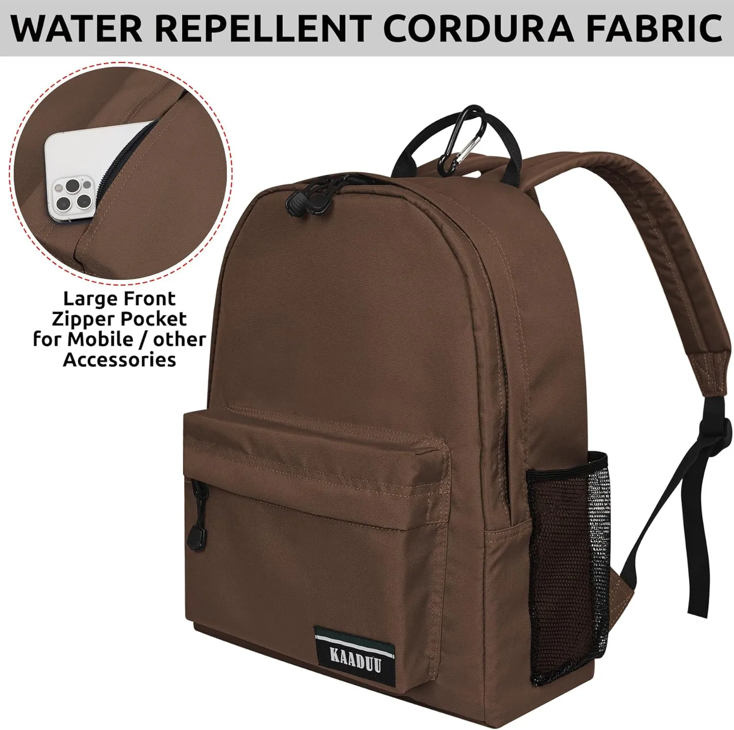 TRAVEL BACKPACK LIGHTWEIGHT CASUAL DAYPACK GYM BACKPACK LAPTOP BACKPACK SPORT BACKPACK RUCKSACK CAMPING BACKPACK 16.5” (Brown)