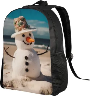 Travel Laptop Backpack Lightweight Computer Bag Snowman on Sandy Beach Casual Daypack Nurse Bag Business Work Bag