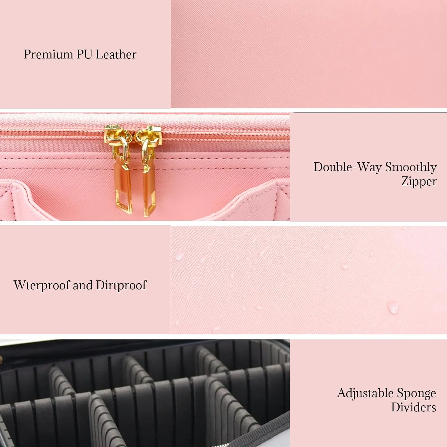 Travel Makeup Bag with LED Mirror and Light Travel Makeup Case Cosmetic Organizer Portable Cosmetic Brush Organizer Bag with Adjustable Dividers for Cosmetics Makeup Brushes Toiletry (Pink)
