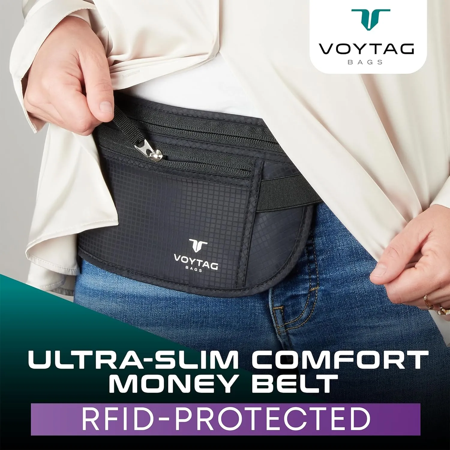 Travel Money Belt & Passport Holder - RFID Blocking Slim Travel Wallet & Fanny Pack for Men and Women - Essential Travel Pouch for Cash, Credit Cards, and Documents (Green Color)