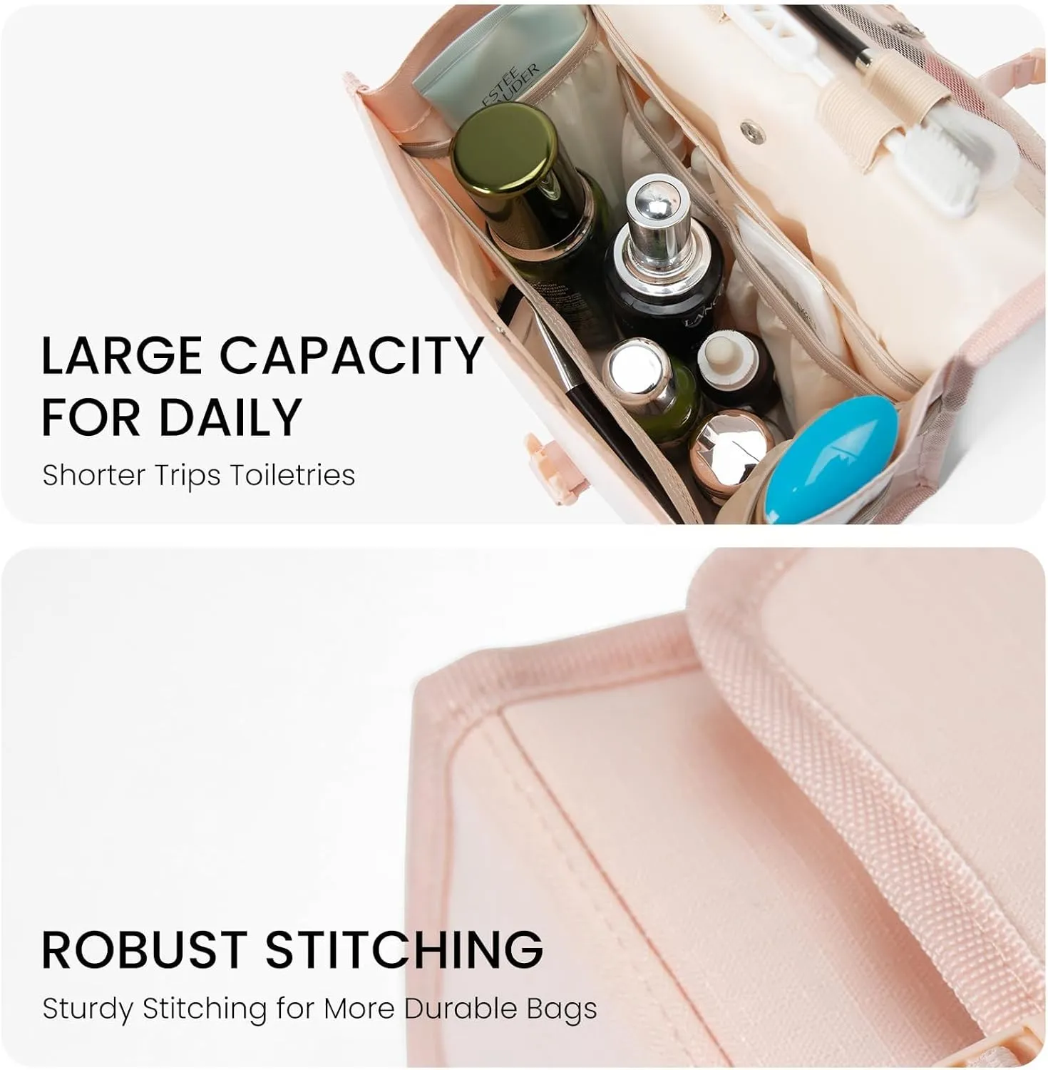 Travel Toiletry Bag for Women Portable Waterproof Cosmetic Makeup Bag Organizer for Container Toiletries (pink)