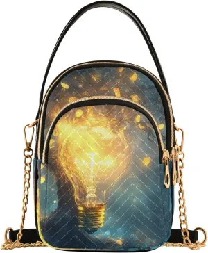 Tree Light Bulb Sling Bag for Women, Small Shoulder Bag Crossbody Bag Purse with Chain Strap Top handle 5.91×3.15×8.27 Inches