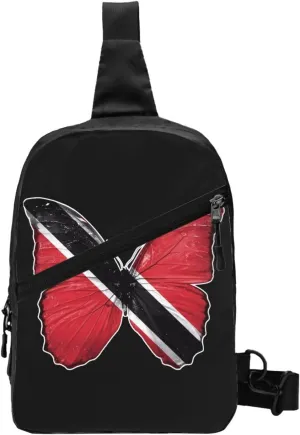 Trinidad Tobago Butterfly Flag Crossbody Bag Portable Sling Bags Foldable Chest Daypack Reusable Sports Shoulder Backpack Diagonally Casual Rucksack Travel Bag