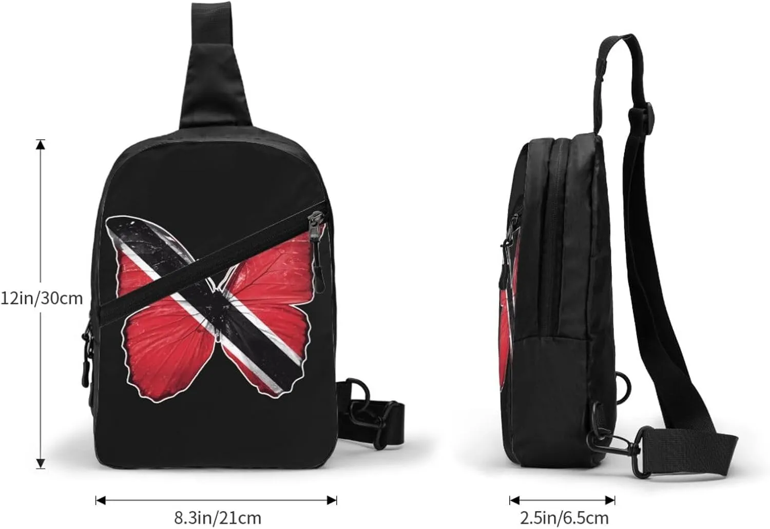 Trinidad Tobago Butterfly Flag Crossbody Bag Portable Sling Bags Foldable Chest Daypack Reusable Sports Shoulder Backpack Diagonally Casual Rucksack Travel Bag