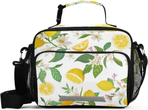 Tropic Fruits Lemon Print Insulated Lunch Bag with Detachable Shoulder Strap & Carry Handle, Eco-friendly Cooler Bag Tote Bag,School Lunch Box for Teens,Men,Women