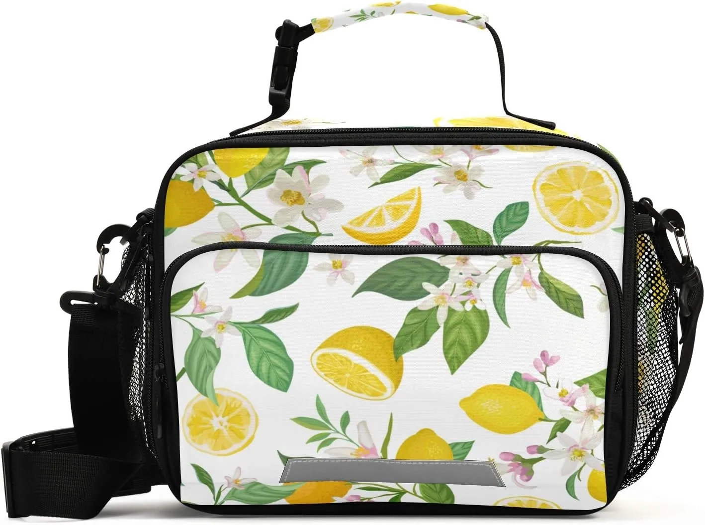 Tropic Fruits Lemon Print Insulated Lunch Bag with Detachable Shoulder Strap & Carry Handle, Eco-friendly Cooler Bag Tote Bag,School Lunch Box for Teens,Men,Women