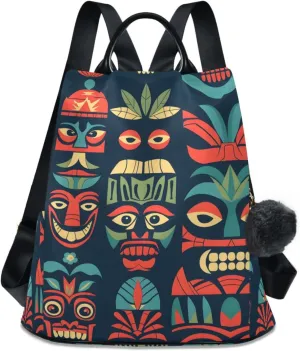 Tropical Elements Pattern Backpack for Women Anti Theft Large Fashion Travel Shoulder Bag Purse Rucksack Lightweight