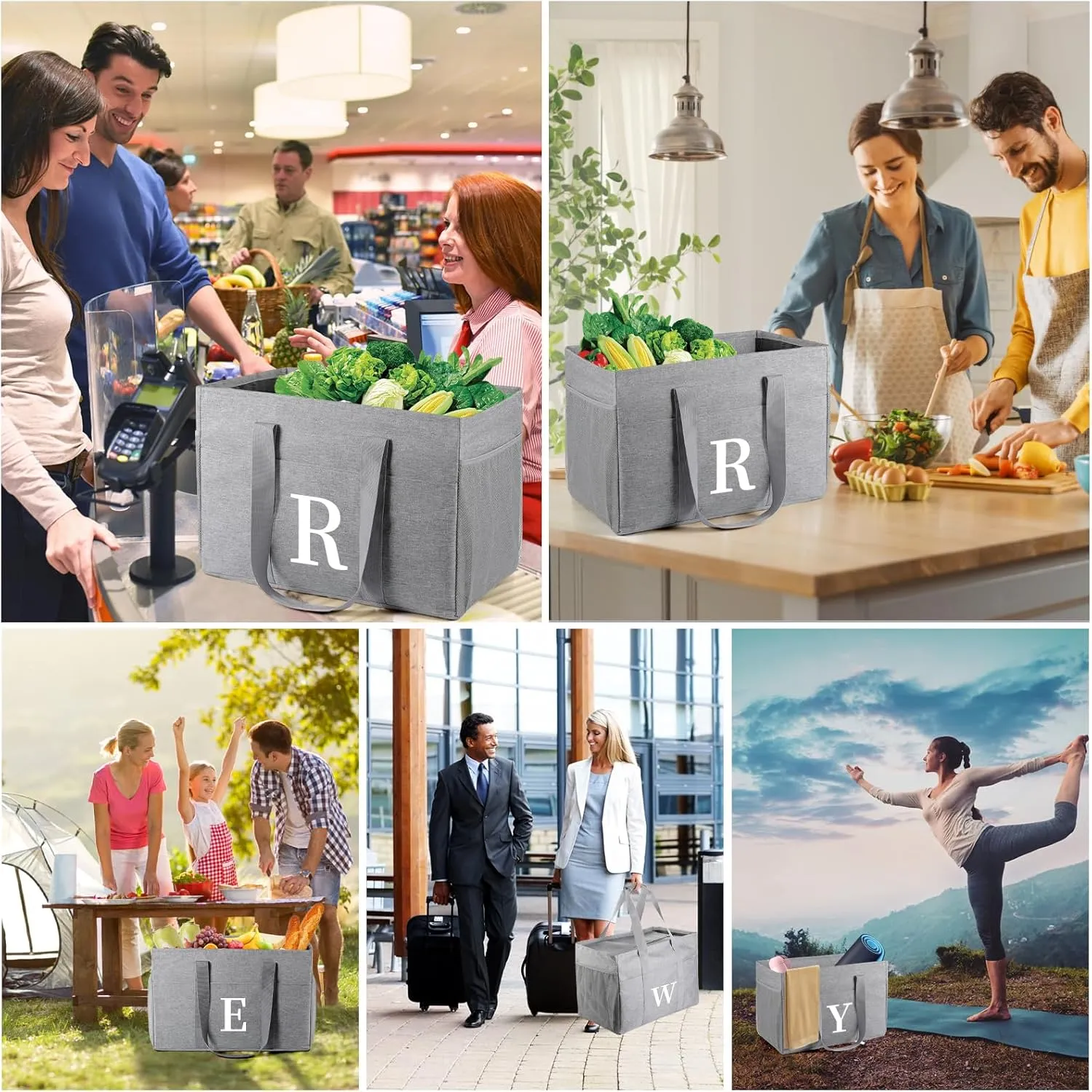 TRSODD Mothers Day Gifts for Sister Friends Birthday Gifts for Her Reusable Grocery Bags Foldable 10 Gallon Extra Large Utility Tote Bag