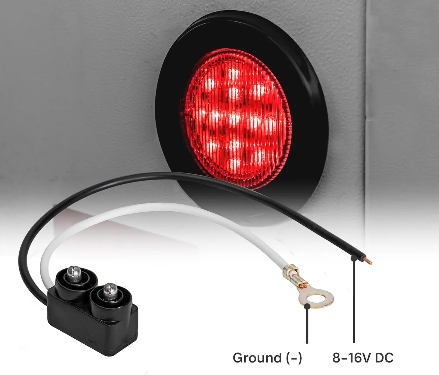 TRUE MODS 8pc 2.5" 12V Red Round LED Clearance Side Marker Lights [DOT FMVSS 108] [SAE P2] [Reflector Lens] [Grommet & Plugs] [Flush-Mount] [Waterproof IP67] Rear Lamp for Boat Trailer Semi Truck RV