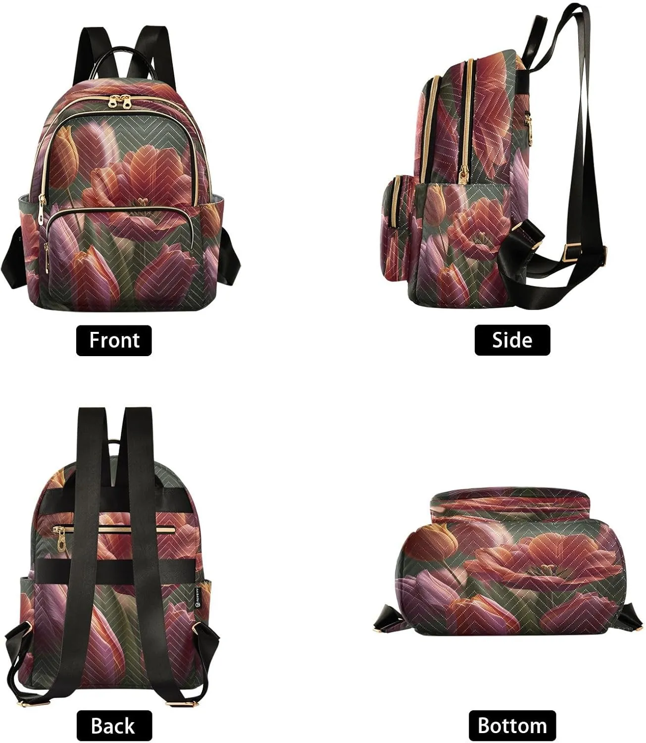 Tulips Blossom Pink Backpack Purse for Women Backpack Purse with Anti-theft Back for Women Hiking M