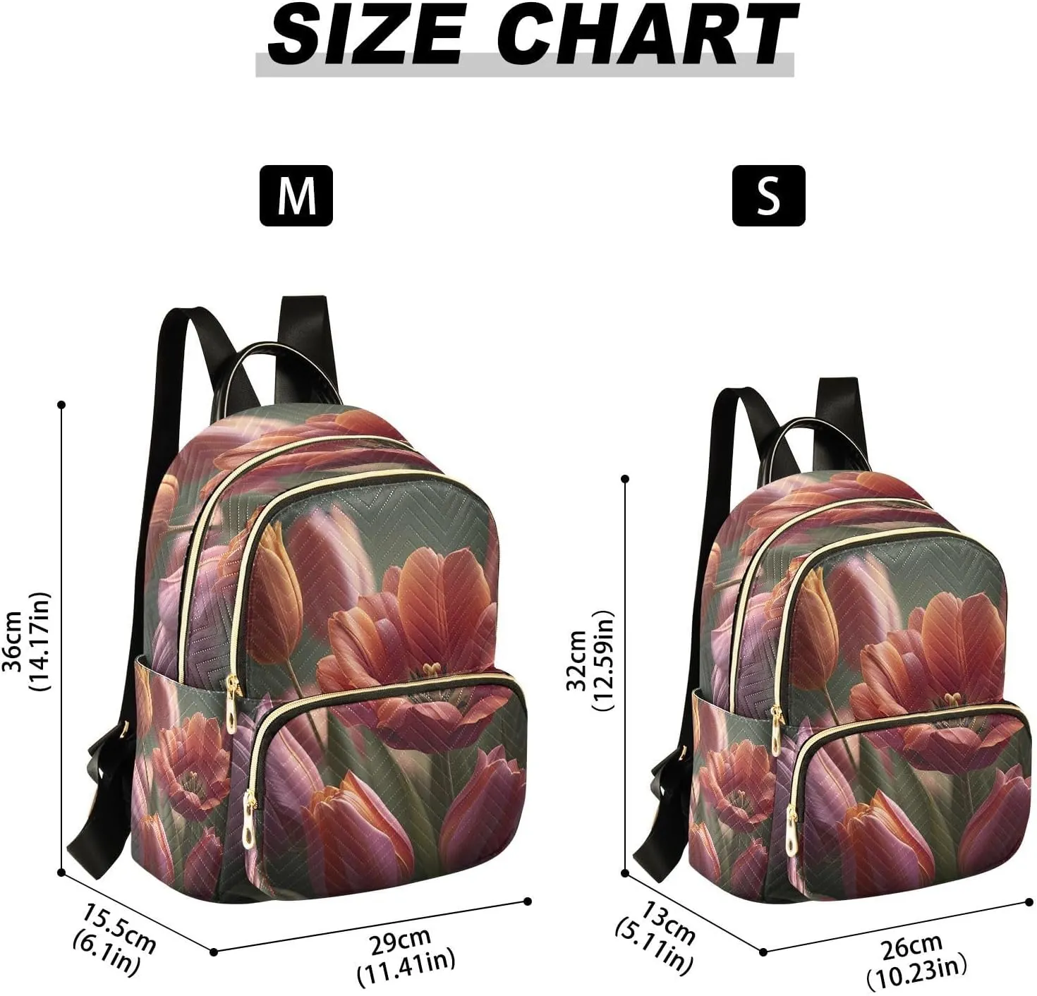 Tulips Blossom Pink Backpack Purse for Women Backpack Purse with Anti-theft Back for Women Hiking M
