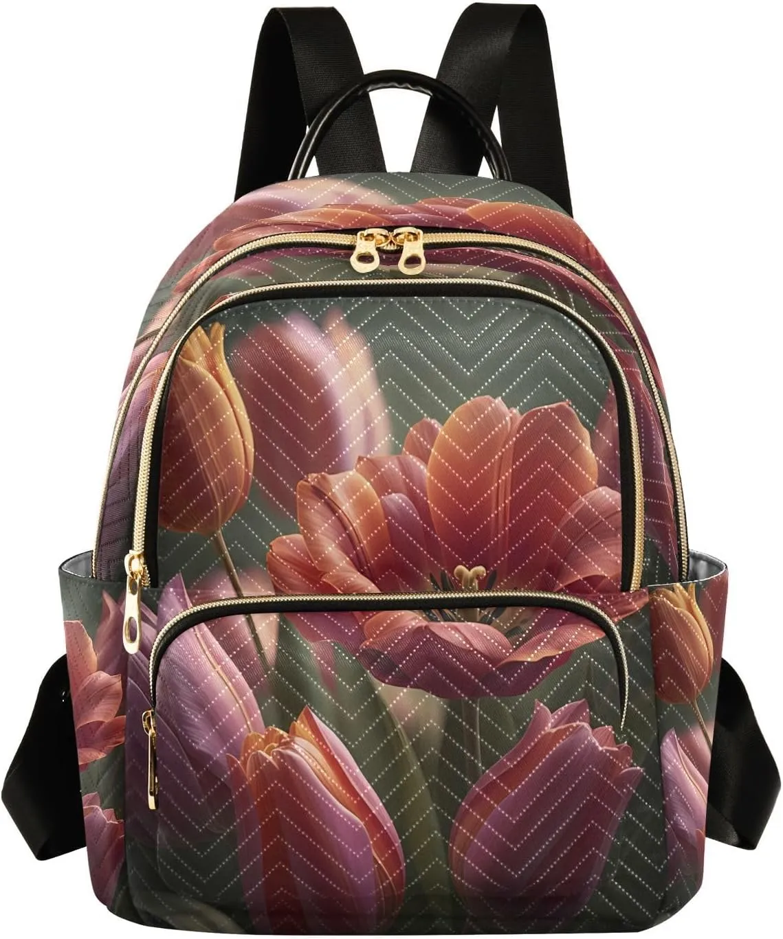 Tulips Blossom Pink Backpack Purse for Women Backpack Purse with Anti-theft Back for Women Hiking M
