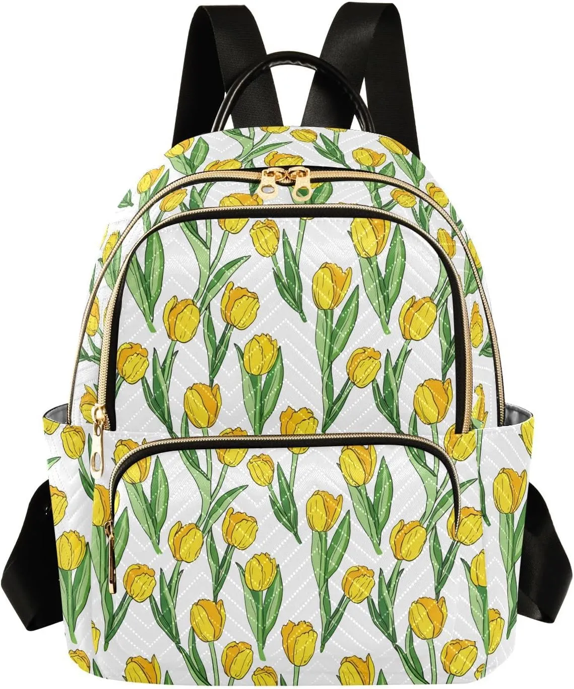 Tulips Flower White Backpack Purse for Women Mini Backpack Purse with Anti-theft Back for School Trips S