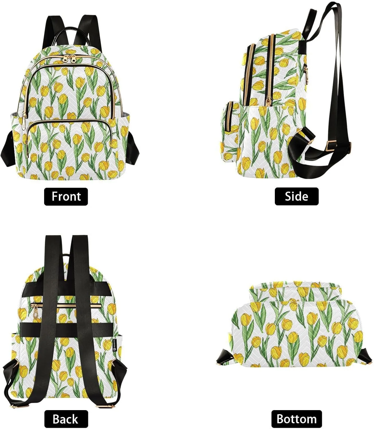 Tulips Flower White Backpack Purse for Women Mini Backpack Purse with Anti-theft Back for School Trips S