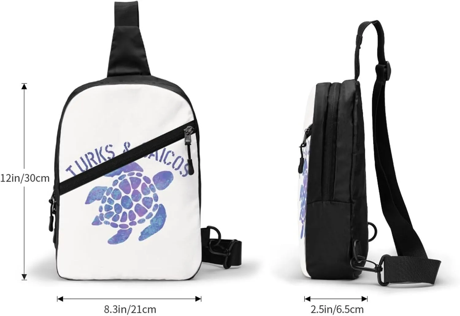 Turks Caicos Islands Flag Turtle Crossbody Bag Portable Sling Bags Foldable Chest Daypack Reusable Sports Shoulder Backpack Diagonally Casual Rucksack Travel Bag