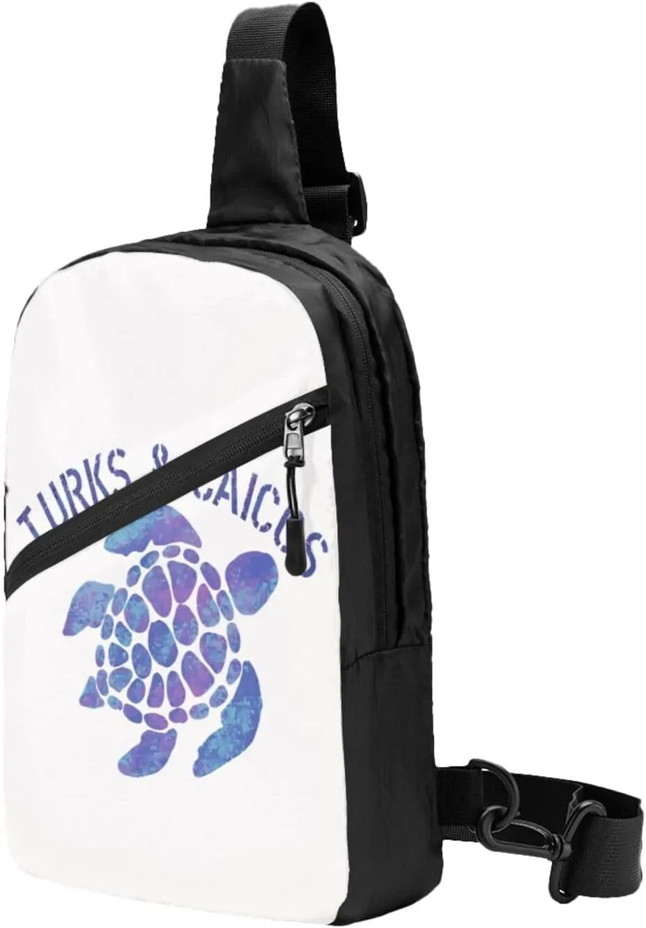 Turks Caicos Islands Flag Turtle Crossbody Bag Portable Sling Bags Foldable Chest Daypack Reusable Sports Shoulder Backpack Diagonally Casual Rucksack Travel Bag
