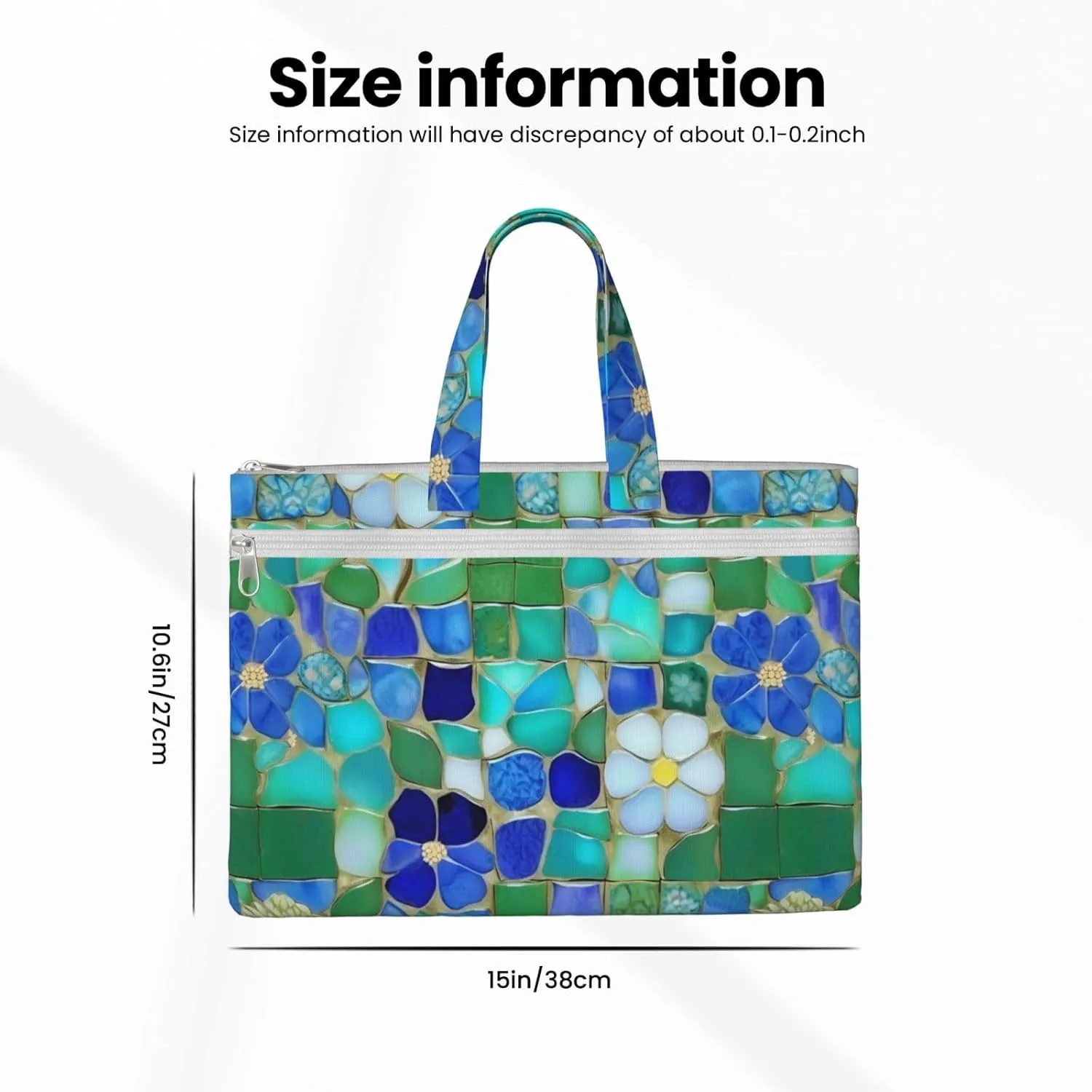 Turquoise Pattern Canvas Document Bag A4 File Organizer for School Supplies and Study