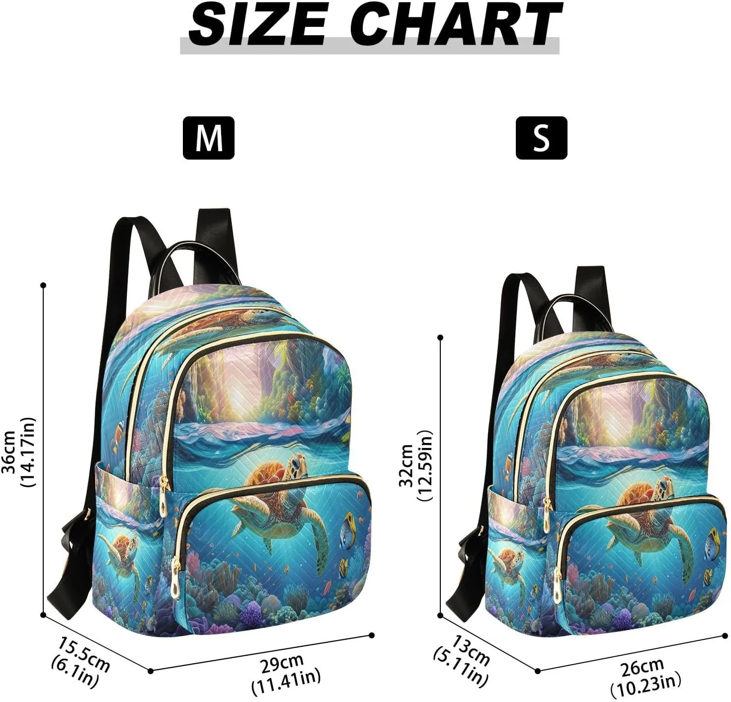 Turtle Coral Reef Blue Backpack Purse for Women Fashion Travel Bag with Anti-theft Back for Trips S