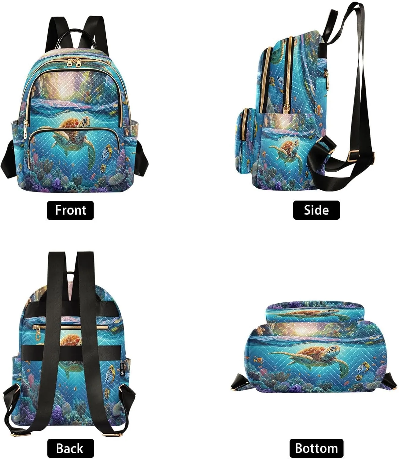 Turtle Coral Reef Blue Backpack Purse for Women Fashion Travel Bag with Anti-theft Back for Trips S
