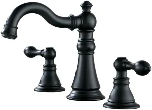 Two Handle Bathroom Sink Faucet Matte Black 3 Hole Sink Faucet with Pop up Drain, 8 Inch Widespread Bathroom Faucet,High Arc Lavatory Faucet,F-8805P-MT