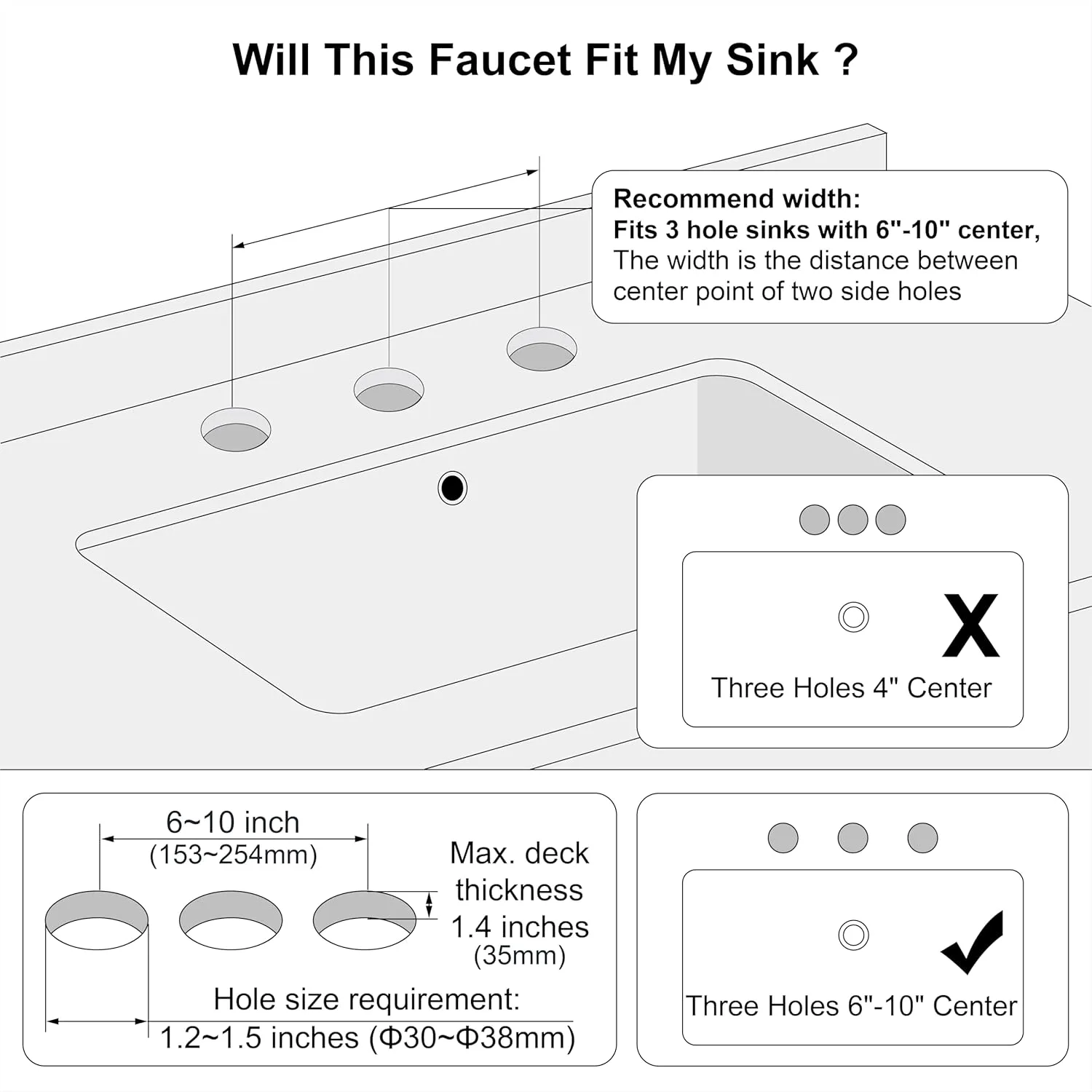 Two Handle Bathroom Sink Faucet Matte Black 3 Hole Sink Faucet with Pop up Drain, 8 Inch Widespread Bathroom Faucet,High Arc Lavatory Faucet,F-8805P-MT