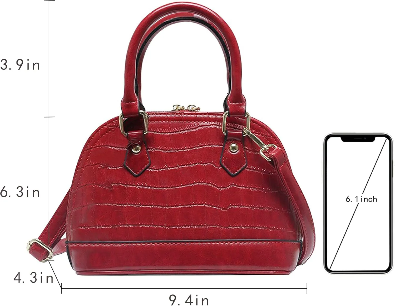 U Scinan Patent Leather Top Handle Tote Bag Mini Zip Around Dome Shoulder Bag Shell Shape Cross Body Handbag Purse Satchel