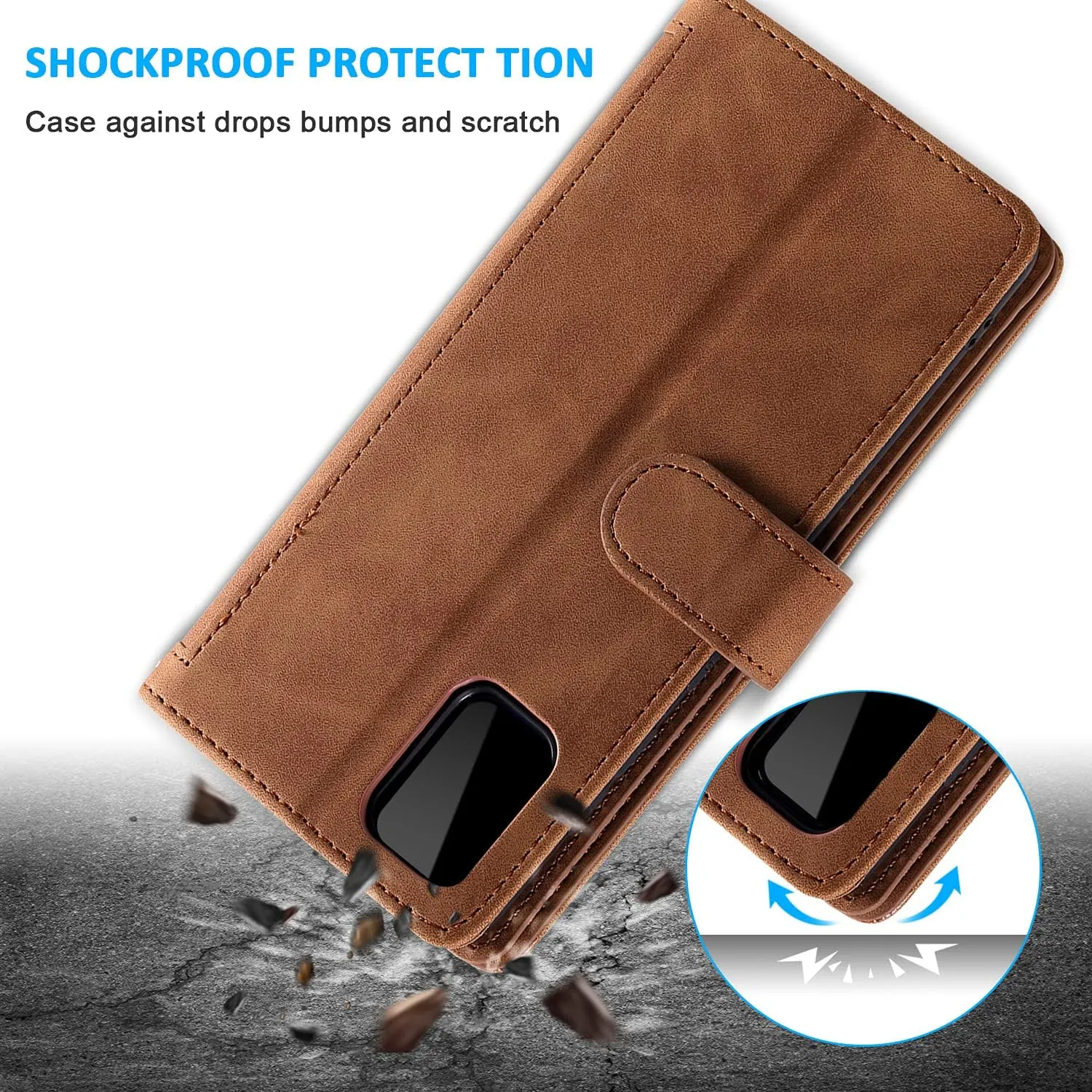 UEEBAI Wallet Case for iPhone 16e, 9 Card Holder Slots Zipper Pocket Handbag Cover Magnetic Closure Kickstand with Wrist Strap TPU Shockproof SE4 Flip Case for Women - Brown