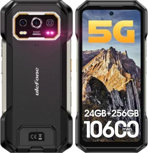 Ulefone Armor 27 Pro 5G Rugged Smartphone Android 14 2024, 12GB 256GB 10600mAh/33W Dimensity 6300 50MP 64MP Night Vision 6.78" FHD  120Hz IP68/69K Waterproof Dual SIM Smartphone Fingerprint ID NFC
