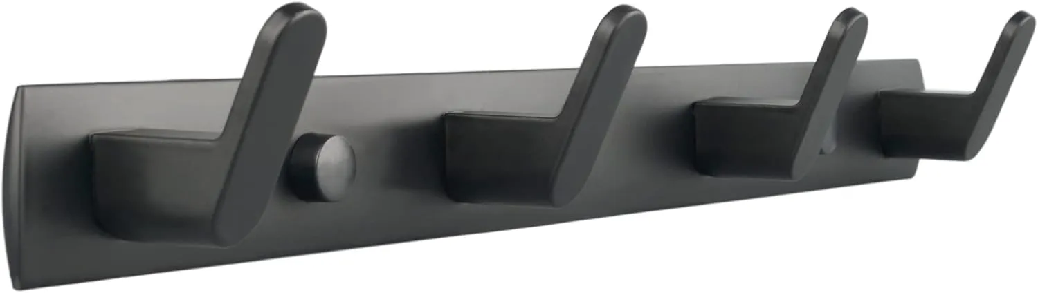 ULIBERMAGNET Magnetic Hooks,Heavy Duty Coat Magnetic Rack,Strong Rubber Magnetic Hanger for Refrigerator,Metal Cabinet,Hanging Coat, Towel, Bag, Backpack(Matte Black/4 Hooks)