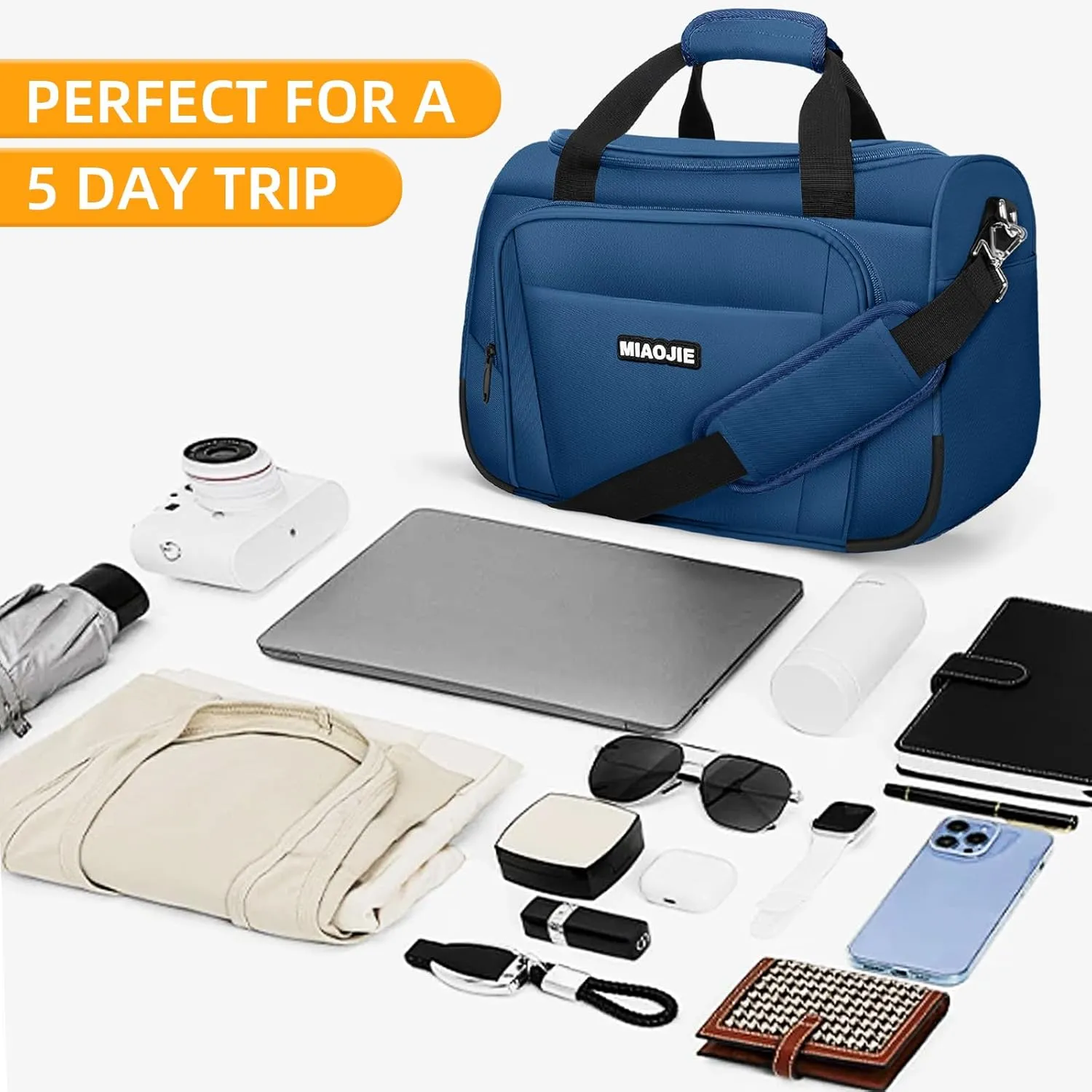 Underseat Carry On Luggage Lightweight Travel Tote Weekender Bag Overnight Duffle Bag for Travel, Travel Essentials Personal Item Travel Bag for Women and Men, Blue-16Inch