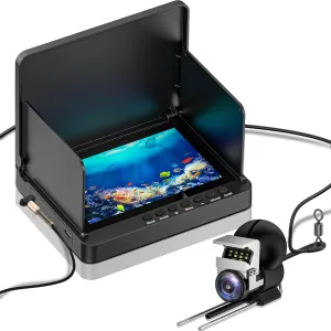 Underwater Fishing Camera, Fishing Camera with Infrared Night Vision Light, Portable Fish Finder with 100ft Cable, 5 Inch LCD and Upgraded HD Lens for Ice Lake Boat Kayak Fishing