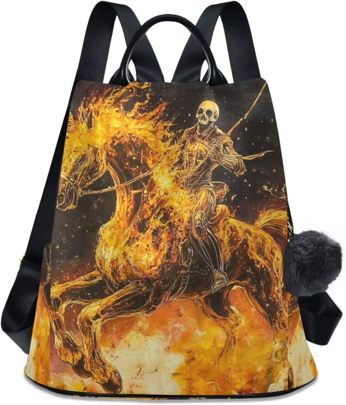 Unicorn Skeleton Fire Flame Backpack for Women Anti Theft Large Fashion Travel Shoulder Bag Purse Rucksack Lightweight