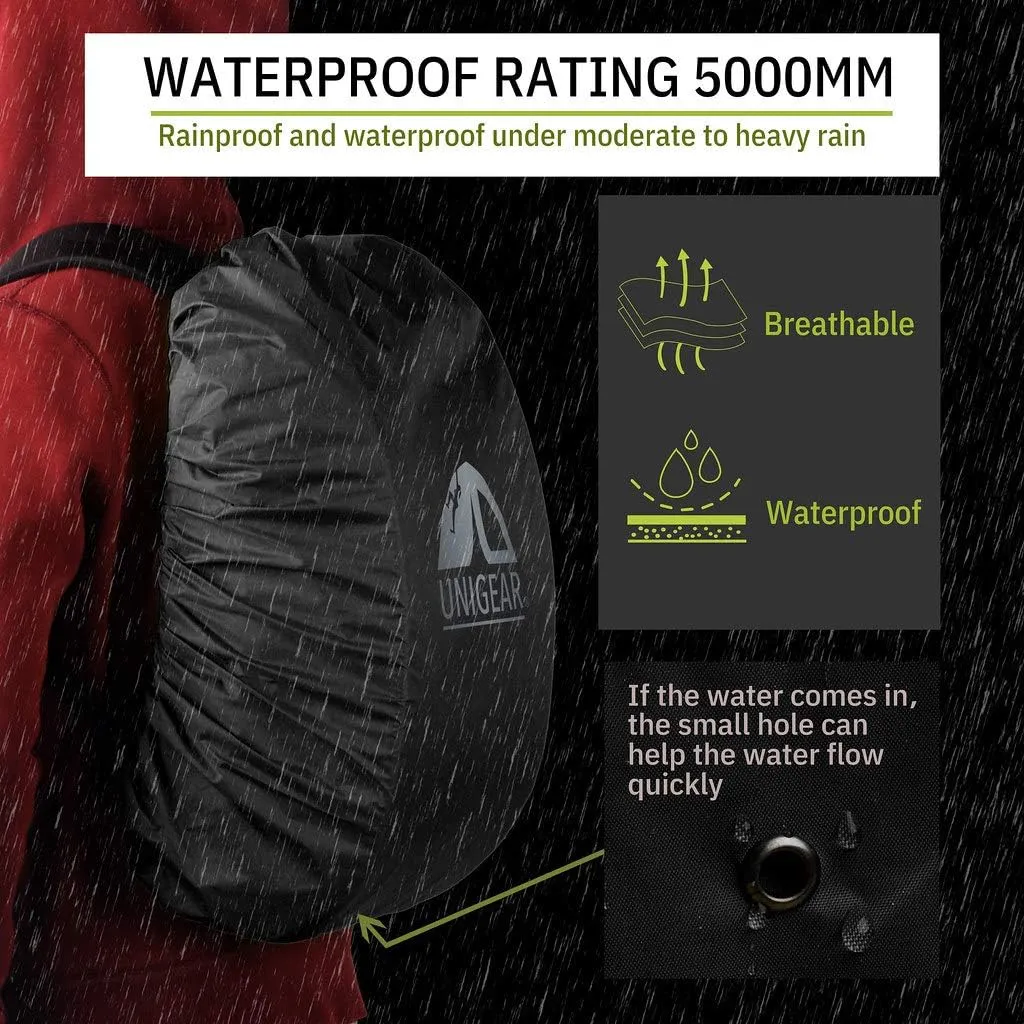 Unigear Backpack Rain Cover Waterproof Rating 5000mm, Ultraportable and Durable with 2 Anti-Slip Buckle Strap, Integrated Carry Pouch Design