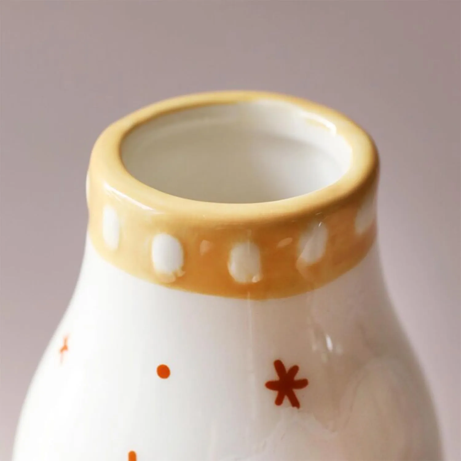 Unique Ceramic Vase, Cute Boho Decor, Small Cream Vase for Dried Flowers or Single Bud - Sun and Moon Face Design