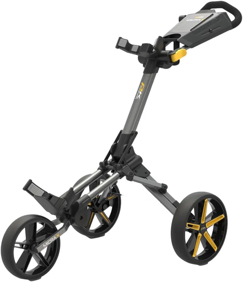 Unisex Micra Push Cart Golf Trolley - Gun Metal/Yellow - One Size