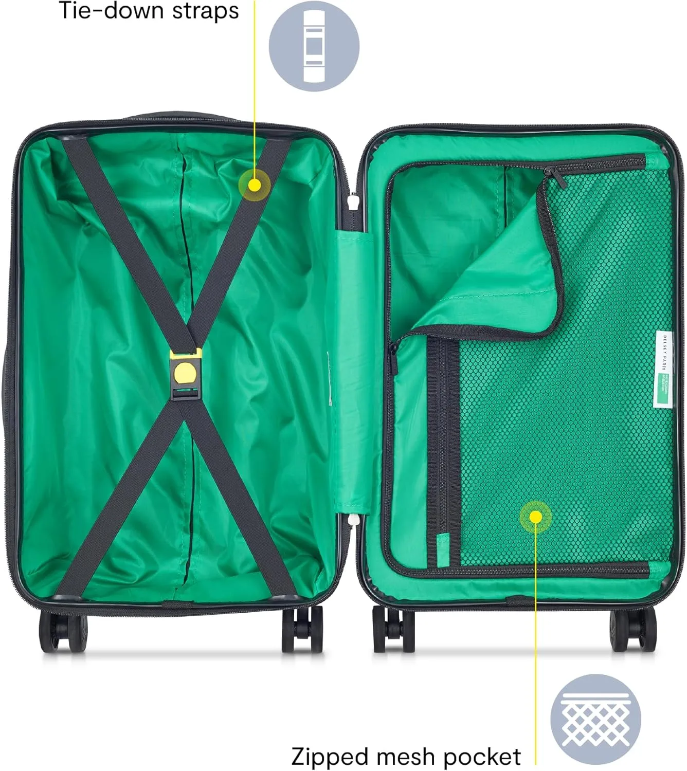 United Colors of Benetton Now Hardside Luggage with Spinner Wheels, Light Blue, Carry-On 19 Inch