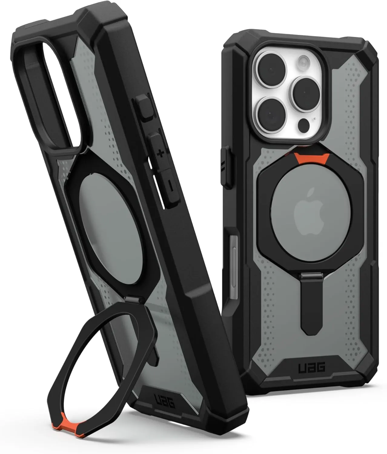 URBAN ARMOR GEAR UAG Designed for iPhone 16 Pro Case 6.3" Plasma XTE - Compatible with MagSafe Charging & Kickstand Rugged Shockproof Anti-Slip Military Grade Protective Cover, Black/Orange