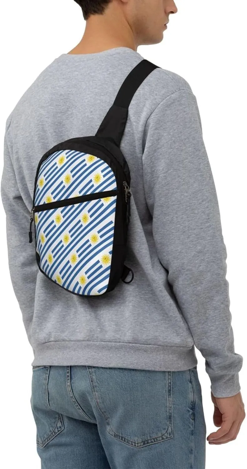 Uruguay Uruguayan Flag Crossbody Bag Portable Sling Bags Foldable Chest Daypack Reusable Sports Shoulder Backpack Diagonally Casual Rucksack Travel Bag