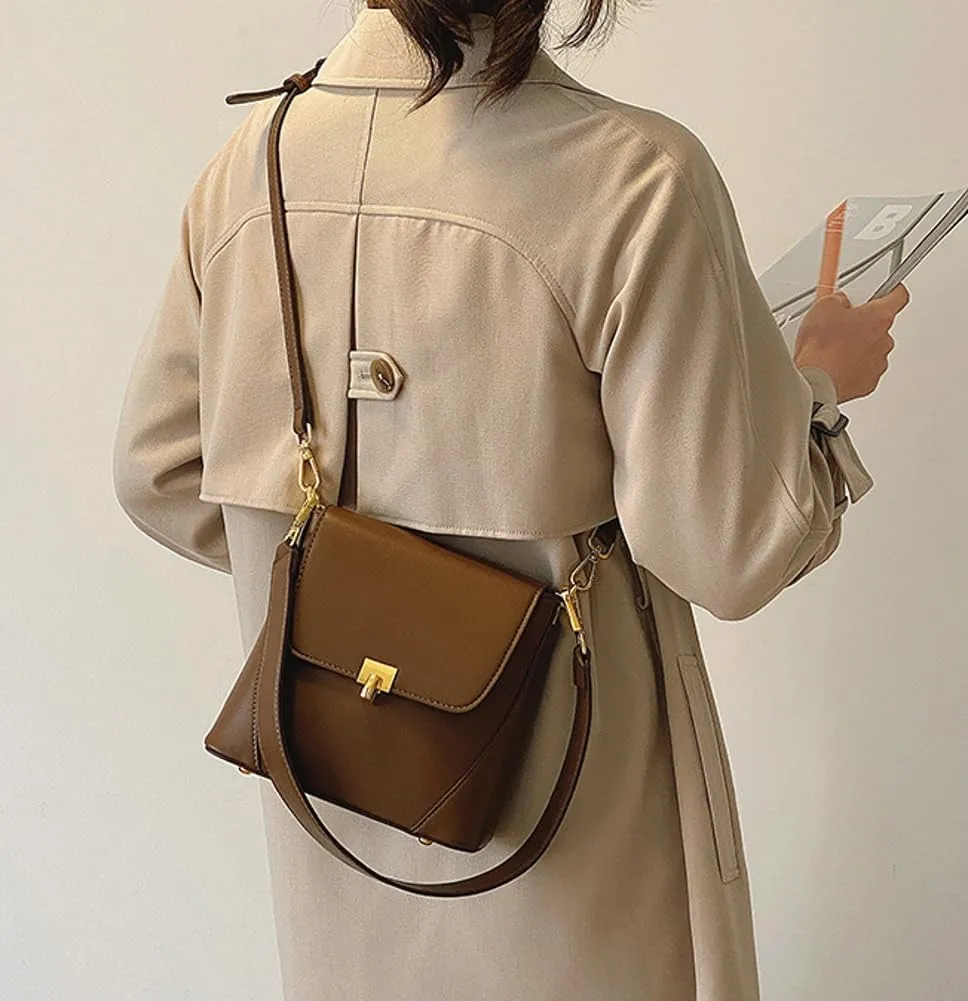 Vegan Leather Crossbody Bag for Women Top-Handle Trendy Purse Designer Shoulder Handbag Bags with Adustable Strap