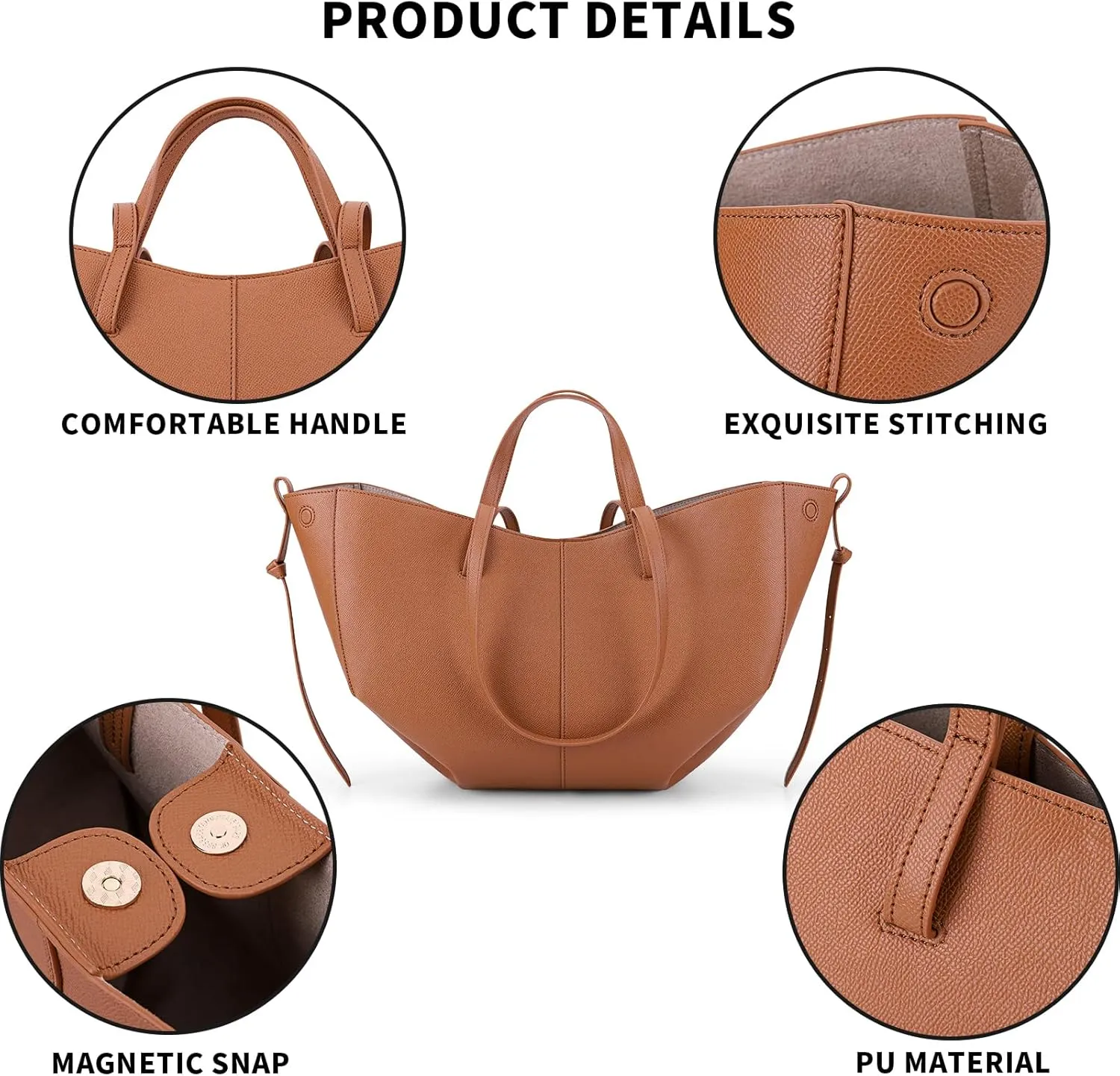 Vegan Leather Tote Handbag Large Capacity Top-handle Purse Shoulder Bags for Woman Trendy Tote Top Handle Satchel