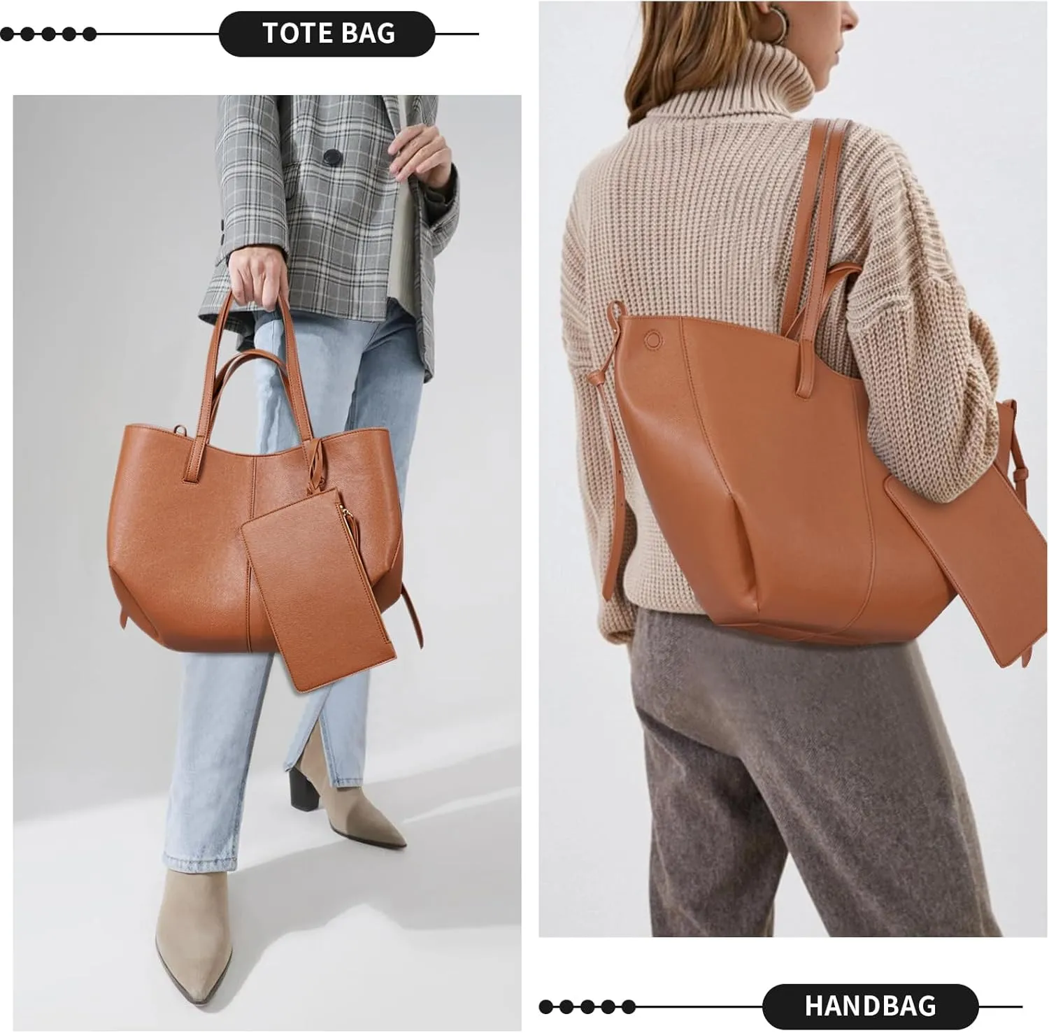 Vegan Leather Tote Handbag Large Capacity Top-handle Purse Shoulder Bags for Woman Trendy Tote Top Handle Satchel