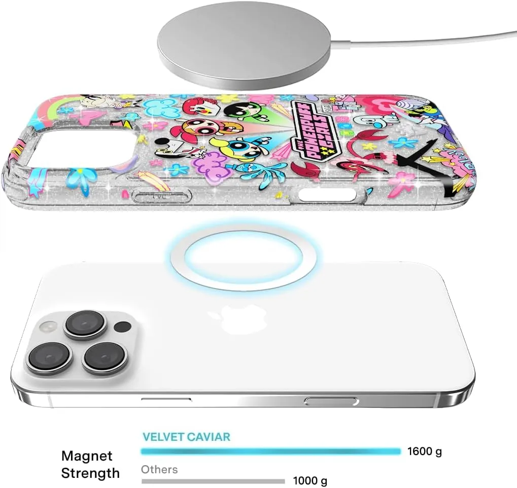VELVET CAVIAR x The PPG for iPhone 16 Pro Case - Compatible with MagSafe [10 ft Drop Tested] - Girly Cute Phone Cover (Girl Power Glitter)