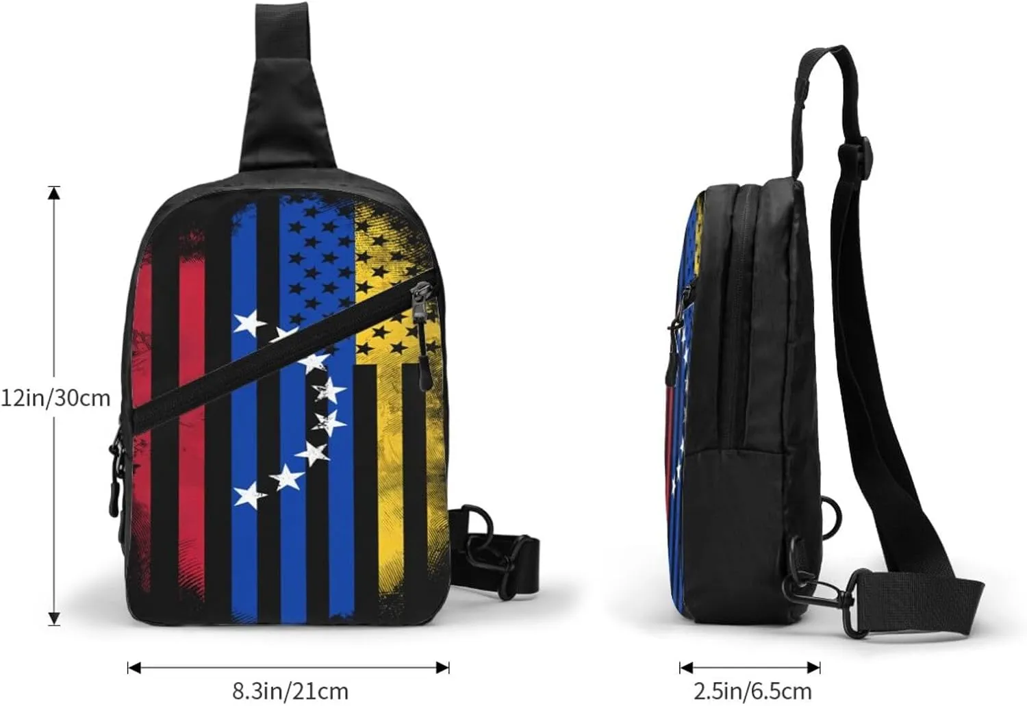 Venezuelan Venezuela American Flag Crossbody Bag Portable Sling Bags Foldable Chest Daypack Reusable Sports Shoulder Backpack Diagonally Casual Rucksack Travel Bag